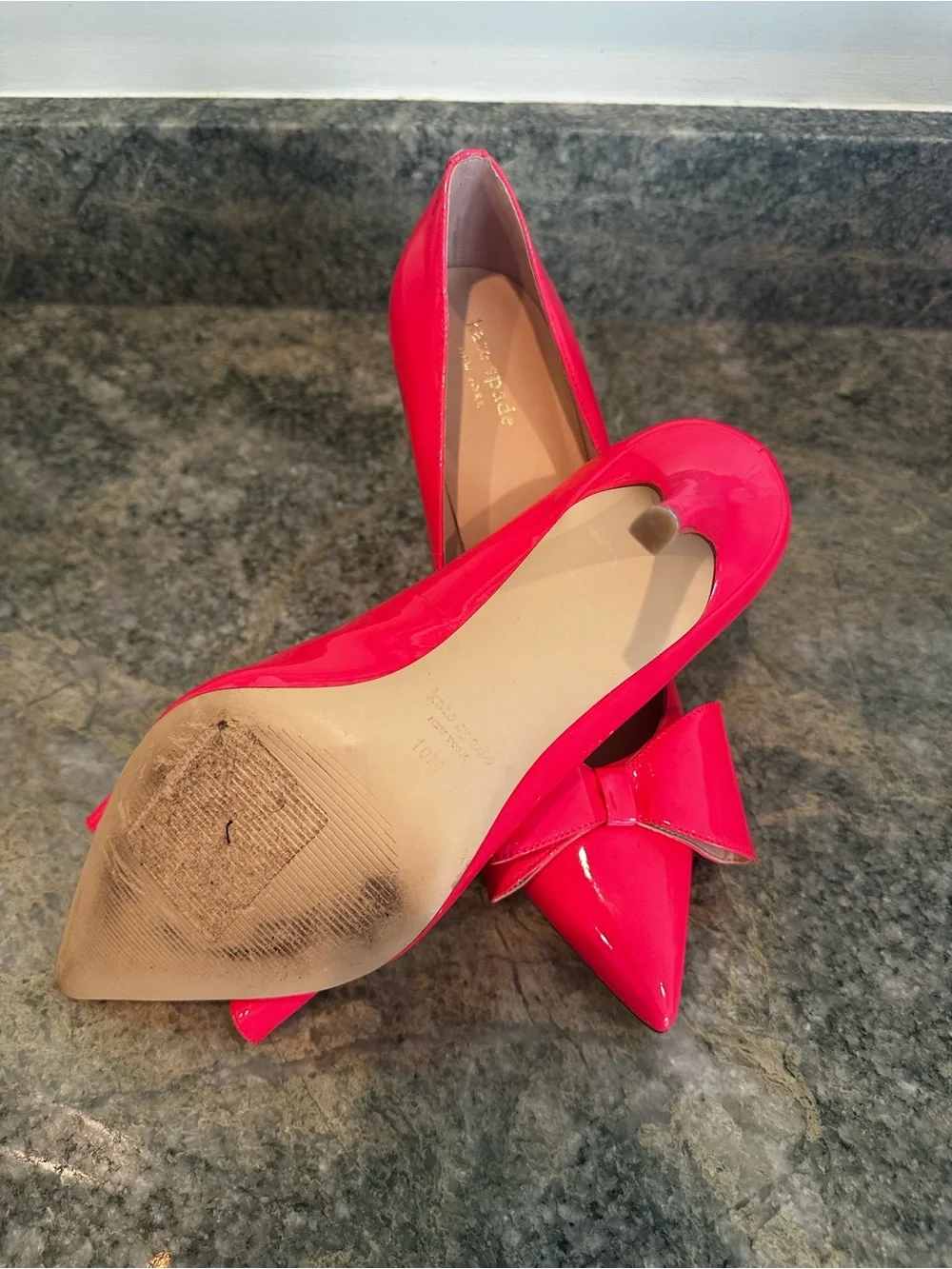 Kate Spade New York Hot Pink Patent Leather Bow Pointed Toe Stiletto Pumps